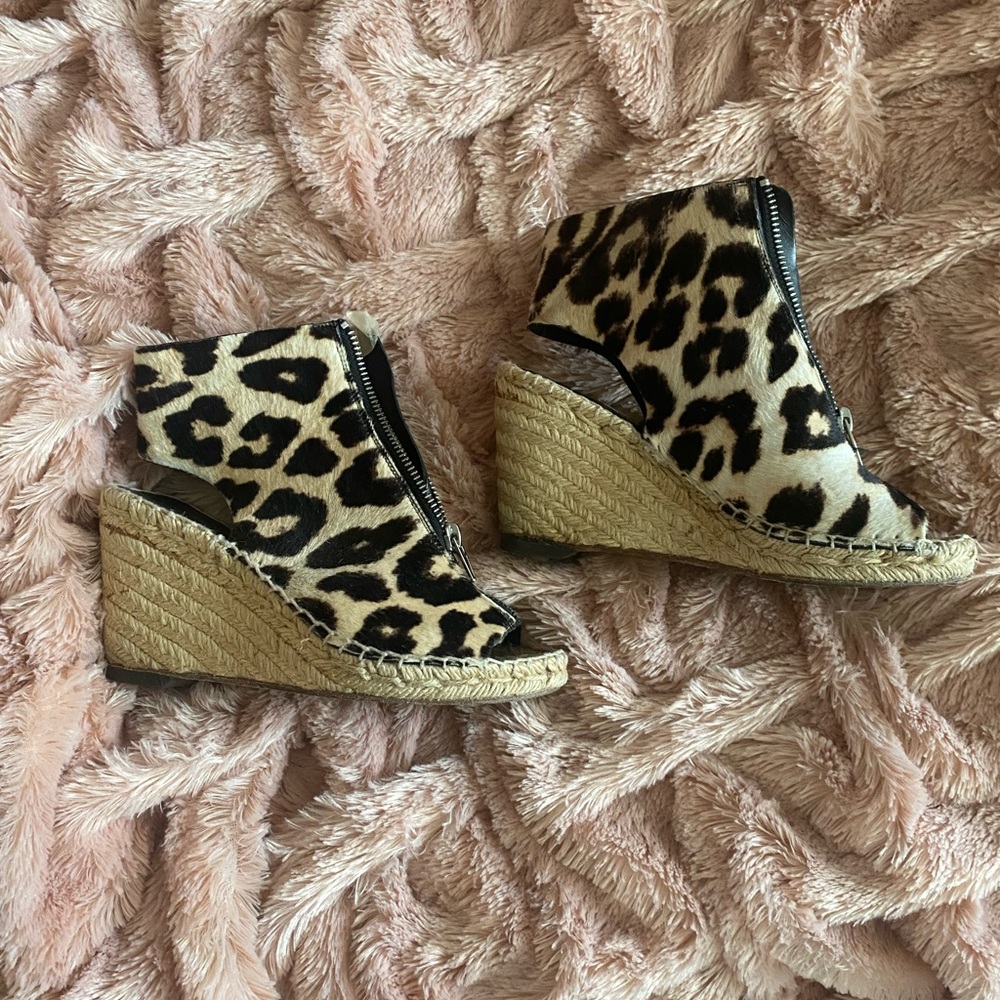 Celine Animal Print Wedge Sandals
